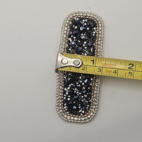 Vintage Gold-tone Barrette Set Woven Black Faceted Beads Hair Clips Glam Bridal main image 12